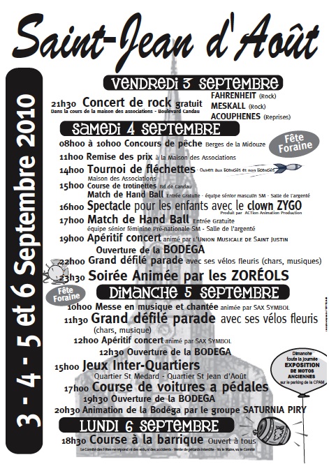 image : affiche des fêtes de st jean daoût 2010