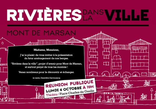 image : visuel réunion publique sur le projet Rivières dans la ville à Mont de Marsan 