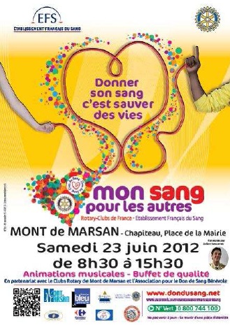 image : affiche du don du sang du 23 juin 2012 à Mont de Marsan