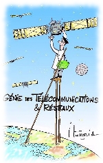 dessin d'Iturria présentant la section réseaux et télécommunications de l'IUT de Mont de Marsan