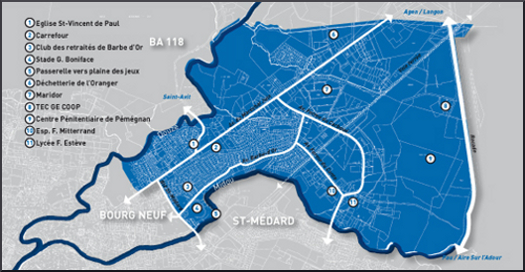 image : carte du conseil de quartier Barbe dOr/Carboué/Larrouquère